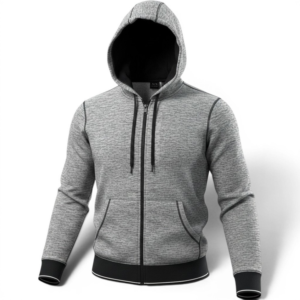 Armani Exchange Men's Grey Full Zip Hoodie Sz Medium Space Dye Logo